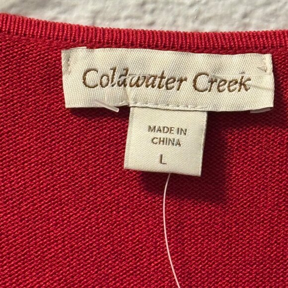 Coldwater Creek Red Button-Front Cardigan Sweater L Cotton Blend sweater - Picture 2 of 10